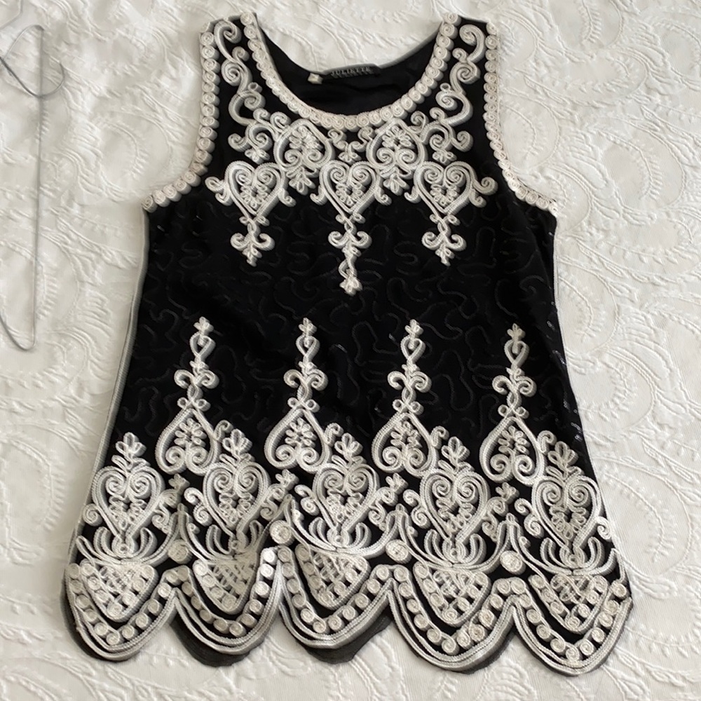 Beautiful sequined and lace black and white top